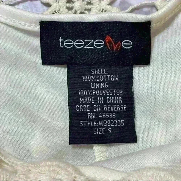 Teeze Me Dress Womens Beige A Line Sleeveless Mini Crochet Floral Beach Size S - Picture 6 of 9